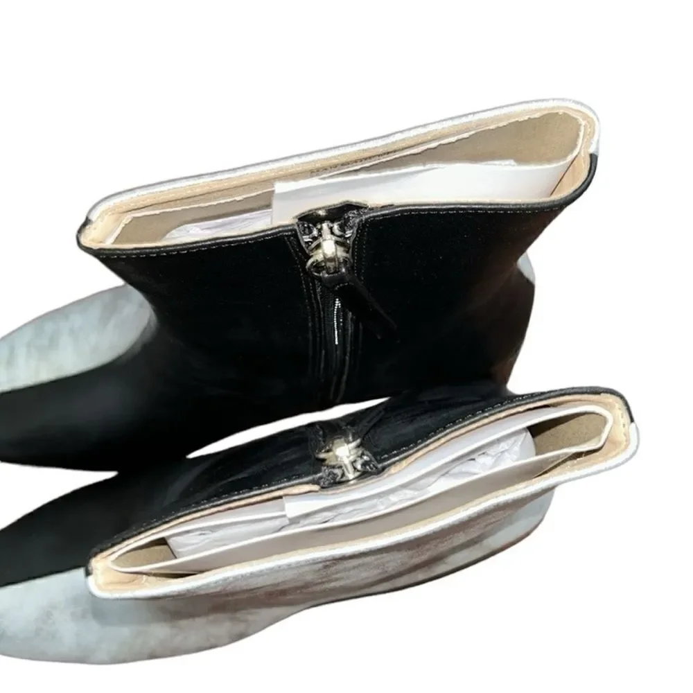 Oasis's Society Color Block Silver Black Anke Boots(Size 8.5)
